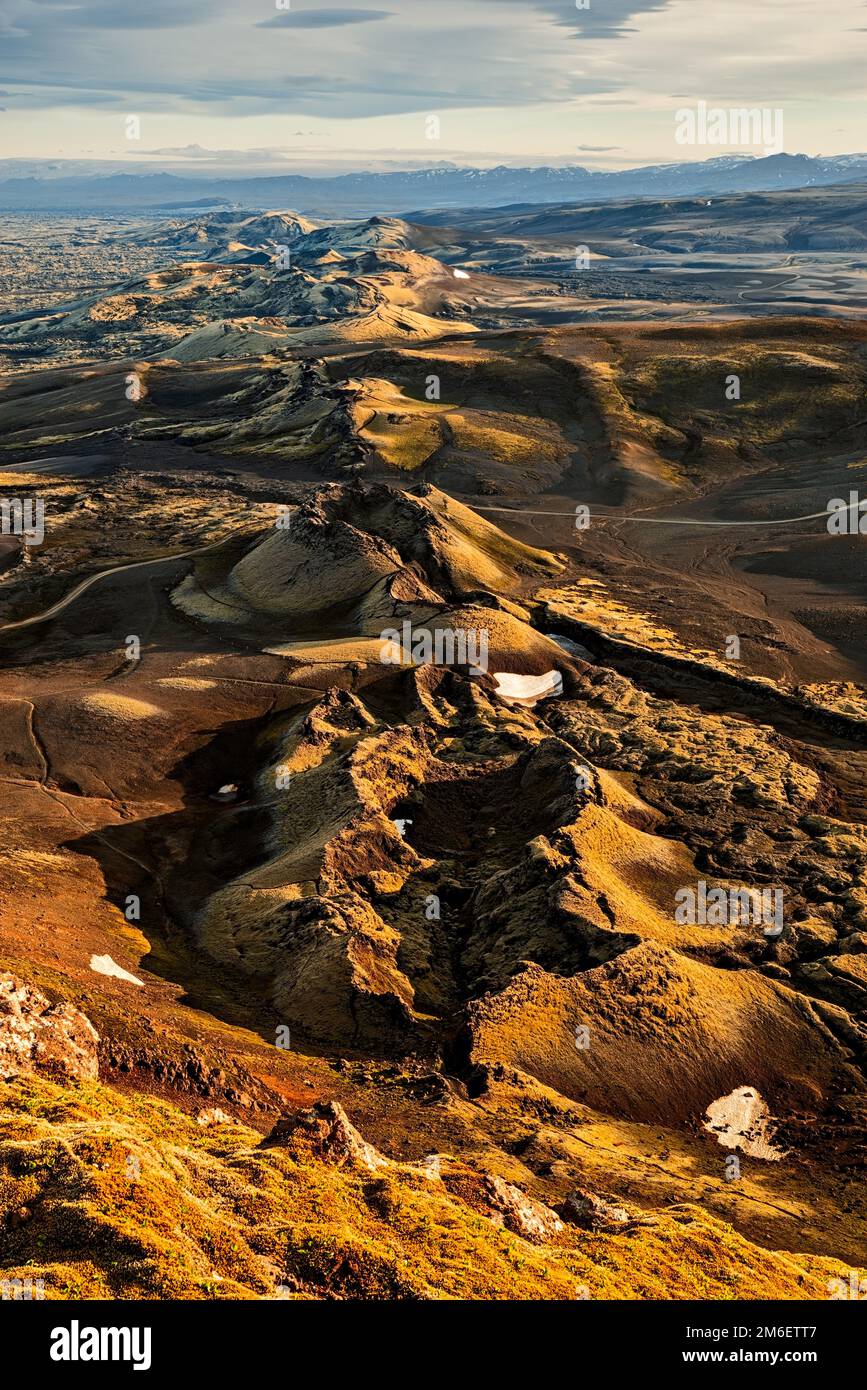 Lakagigar al tramonto, Islanda Foto Stock