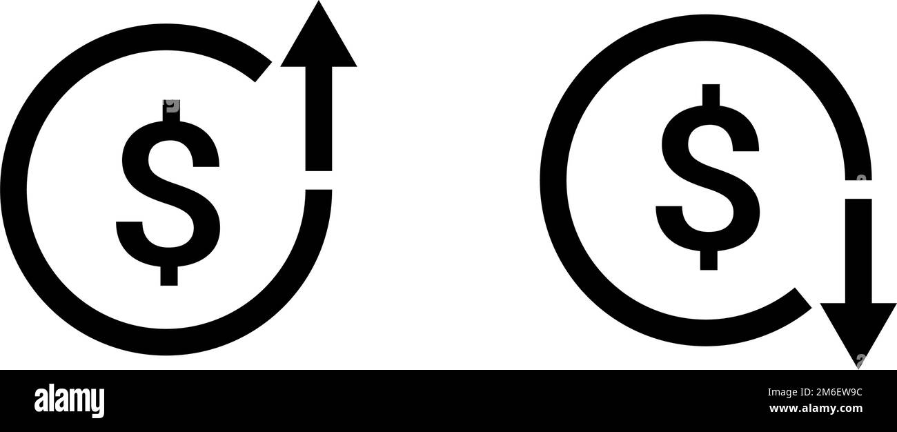 Dollaro forte e dollaro debole icona set. Vettore modificabile. Illustrazione Vettoriale