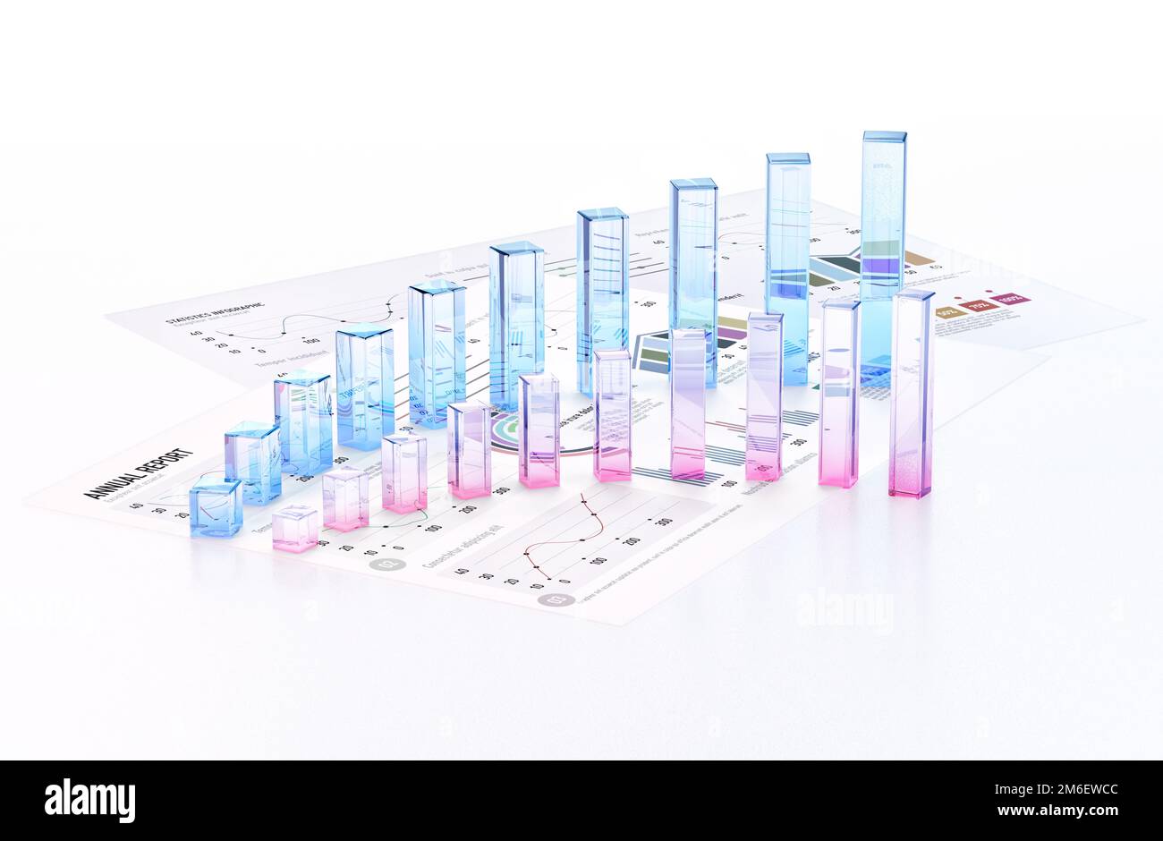 Grafico del business finanziario, dati sulle statistiche di vendita grafici infografici rapporto sulla scrivania. Mercato azionario, business di investimento, analisi di trading forex, banche Foto Stock