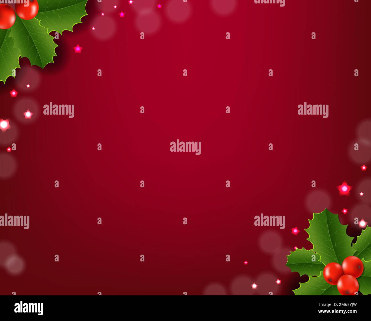 Cartolina di Natale con sfondo rosso frutti di bosco Foto Stock