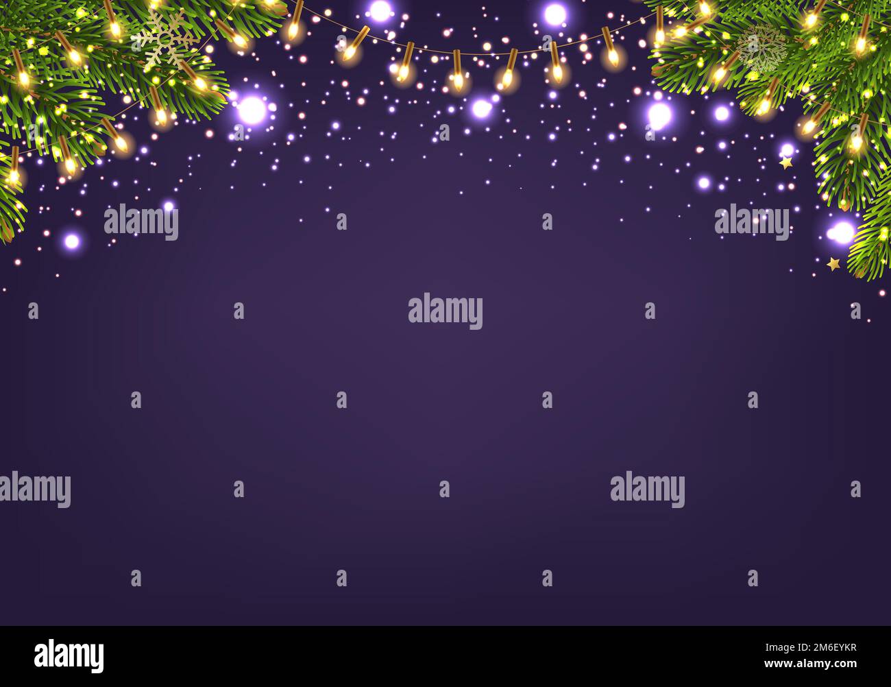 Xmas Card con abete e sfondo viola Foto Stock