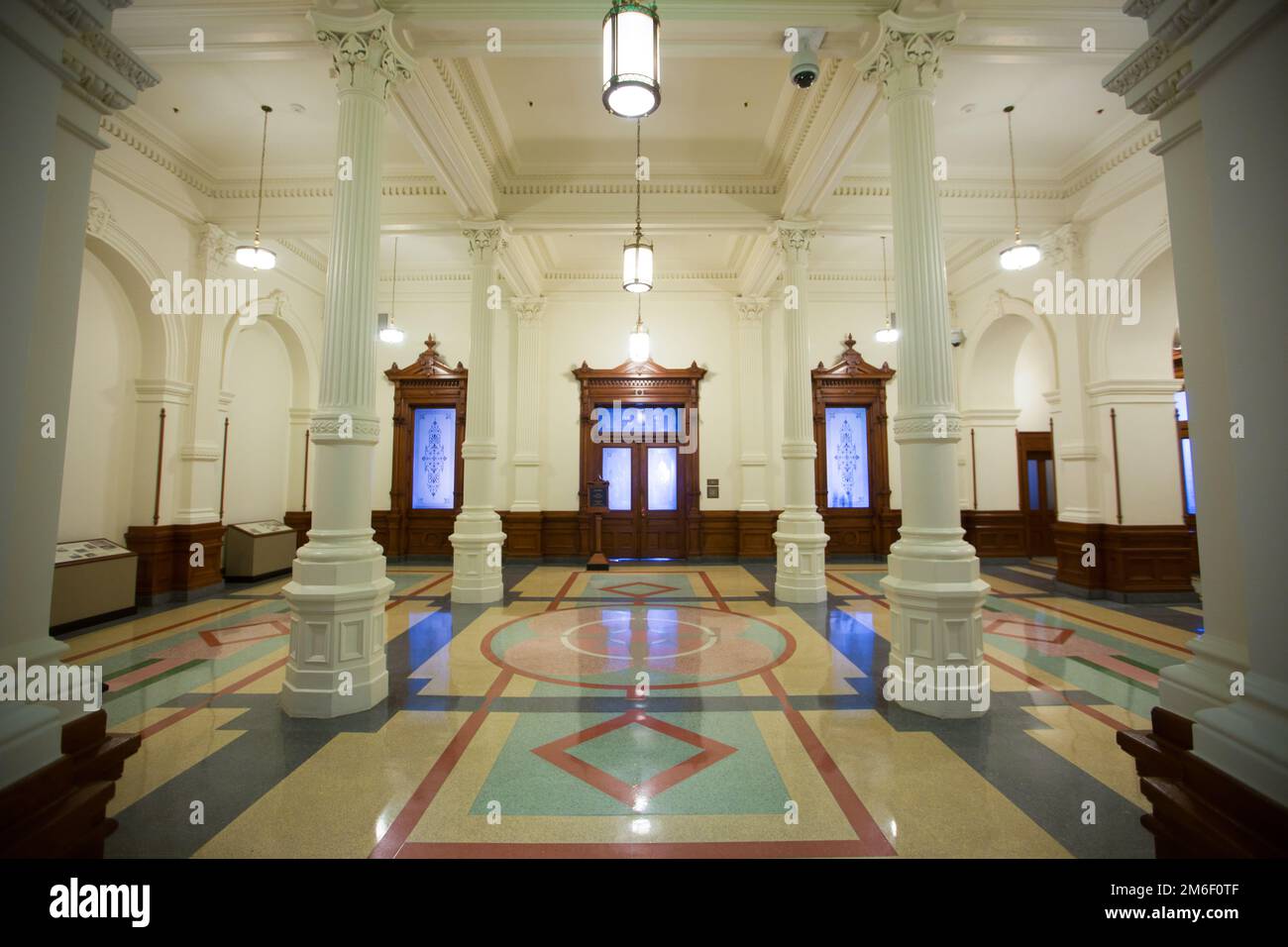 Primavera 2016 - Austin, Texas, USA - Texas state Capitol Building. Corridoi congressuali del Texas Foto Stock