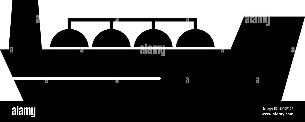 Icona della nave cisterna GNL. Autocisterna per gas naturale liquefatto. Vettore modificabile. Illustrazione Vettoriale