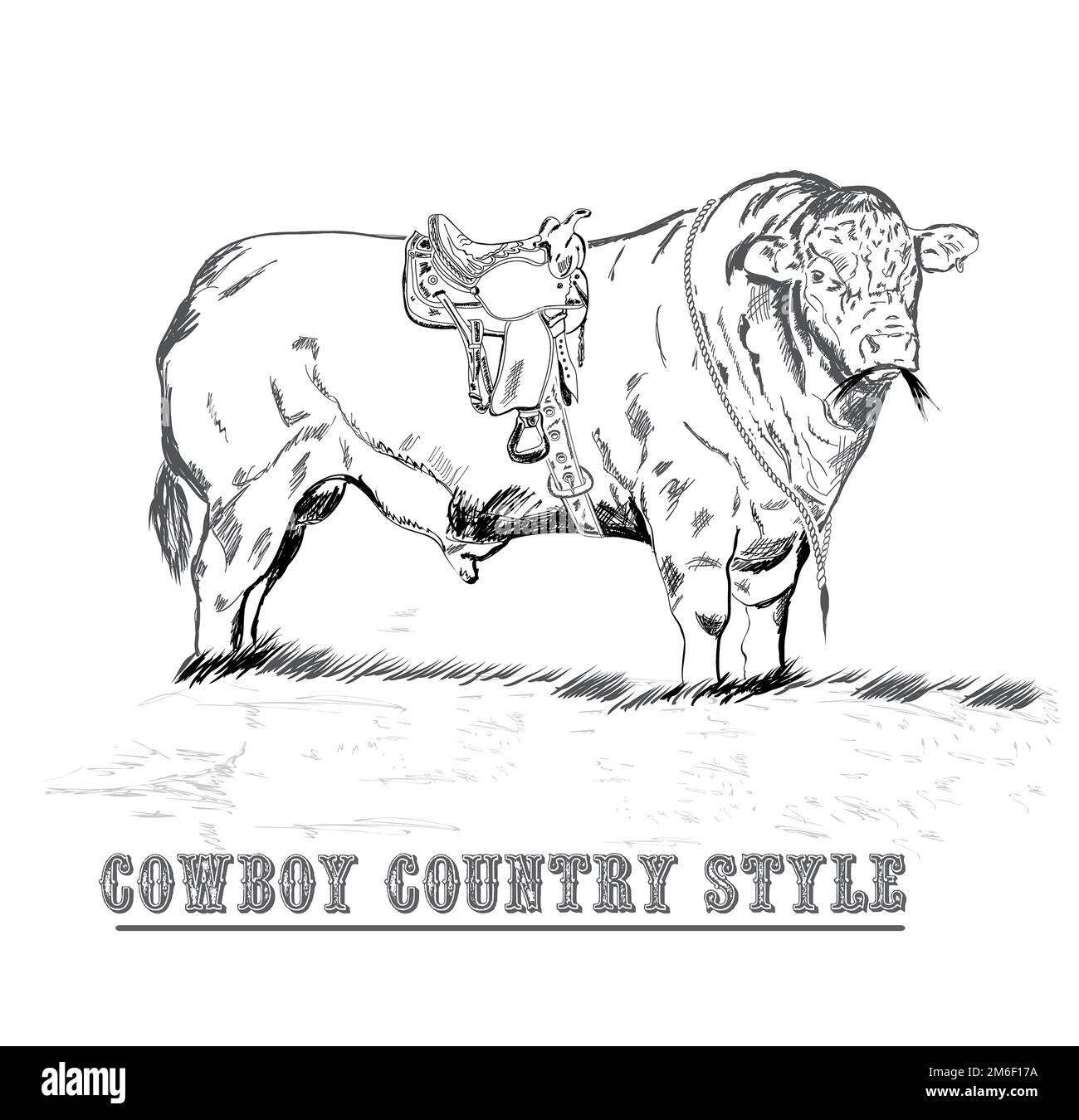 Toro con erba Foto Stock