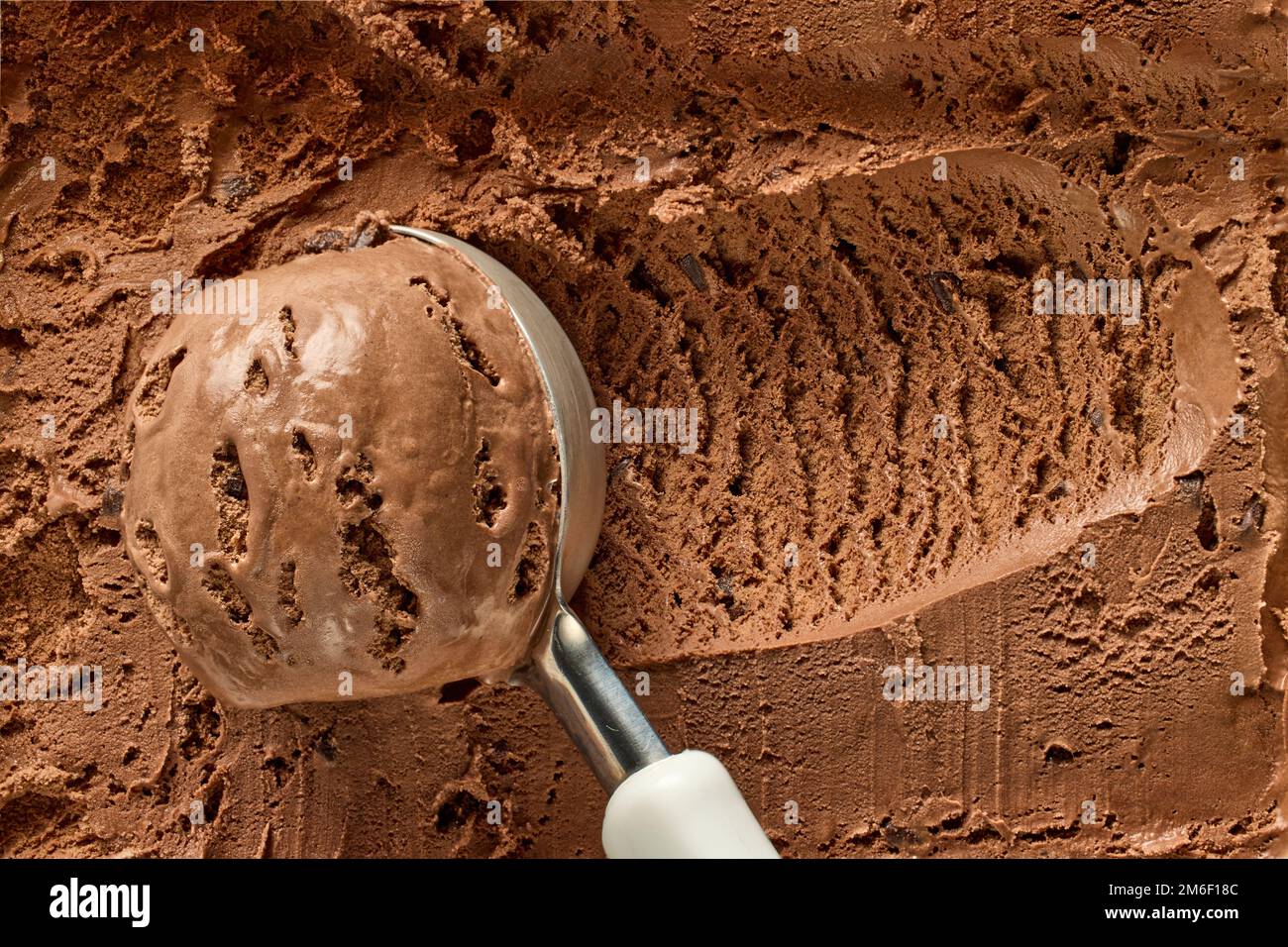 paletta per gelato al cioccolato, vista dall'alto Foto Stock