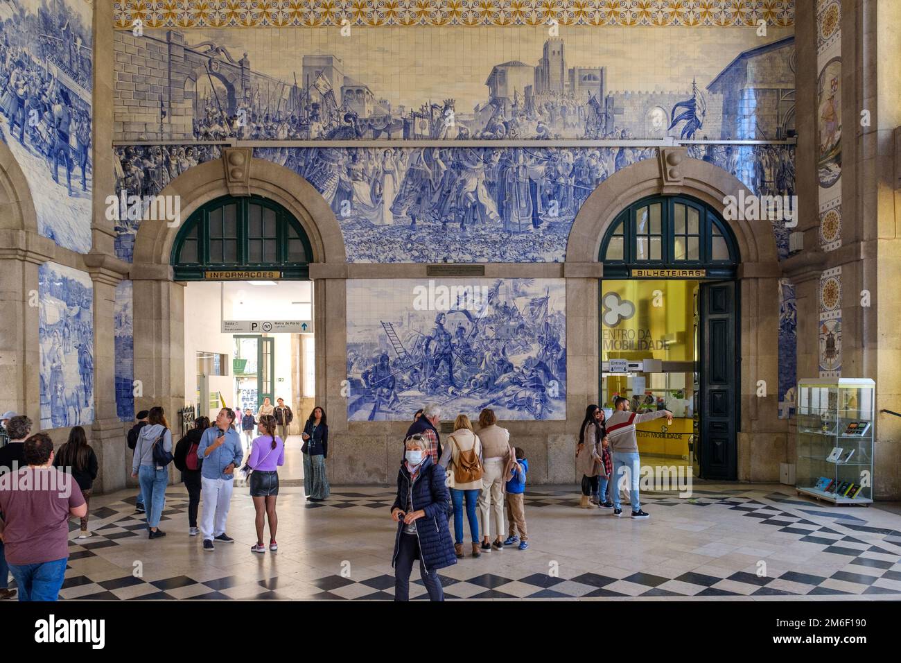 Stazione ferroviaria di São Bento, Porto, Portogallo Foto Stock