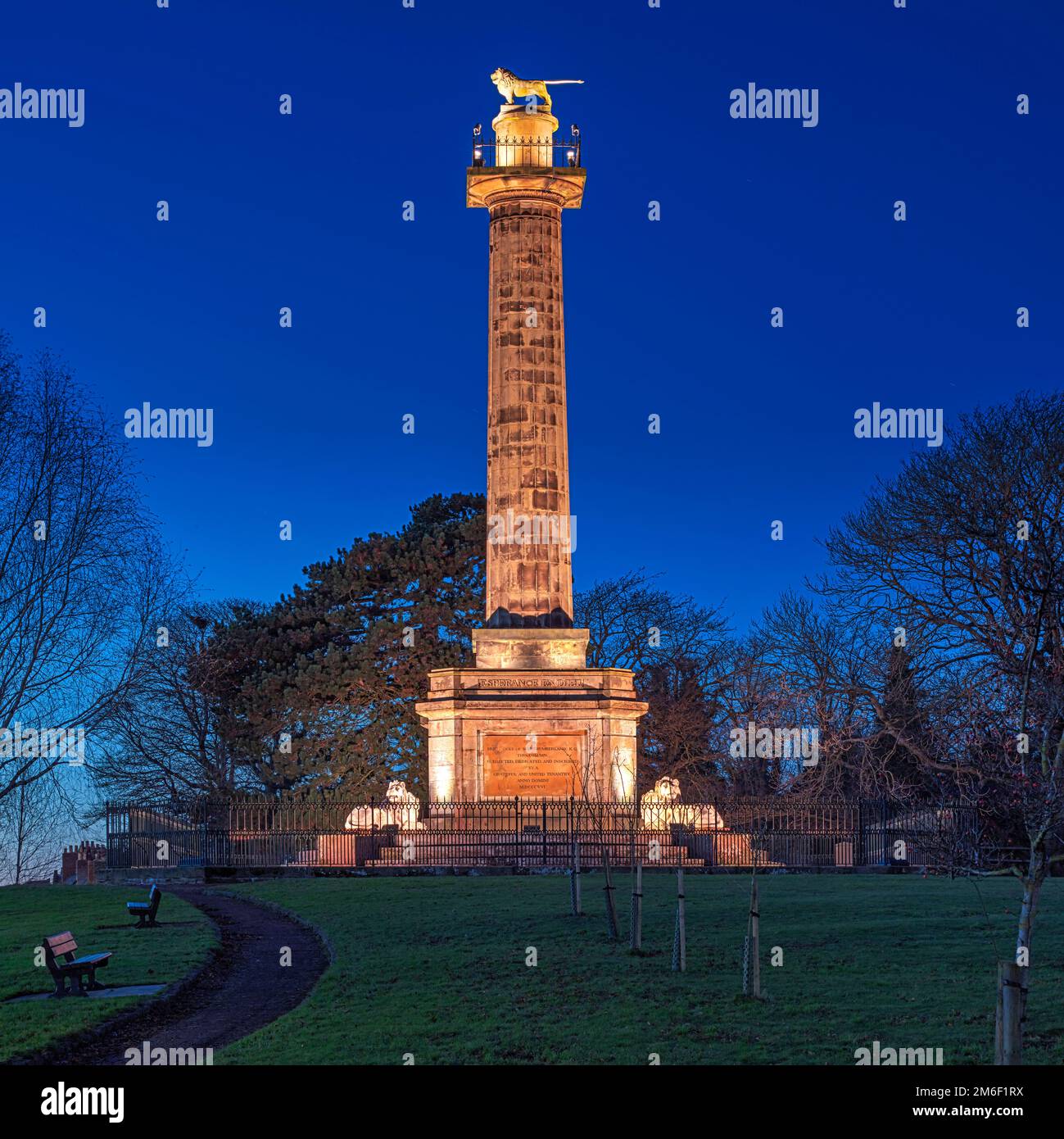 Colonna di Alnwick Tenantry al crepuscolo, Alnwick, Northumberland, Inghilterra, Regno Unito Foto Stock