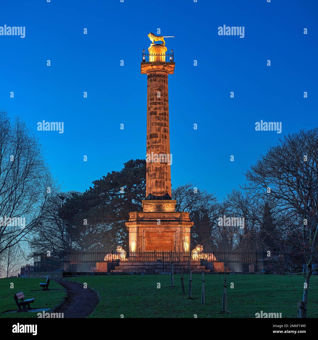 Colonna di Alnwick Tenantry al crepuscolo, Alnwick, Northumberland, Inghilterra, Regno Unito Foto Stock
