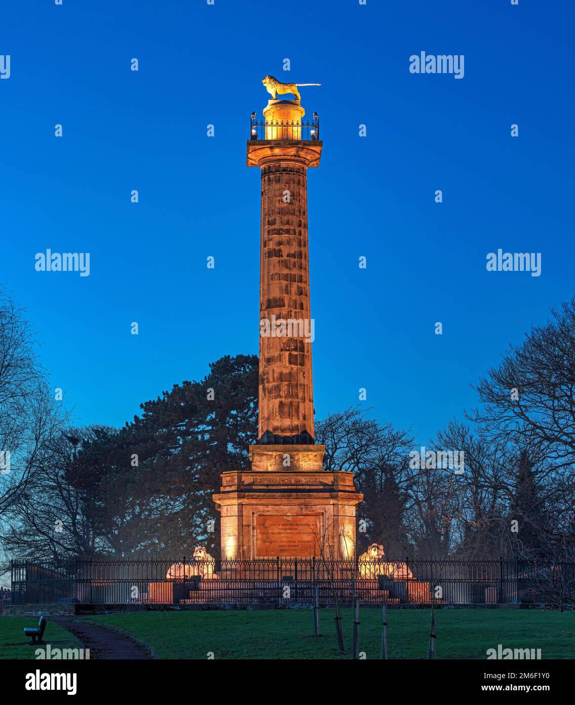 Colonna di Alnwick Tenantry al crepuscolo, Alnwick, Northumberland, Inghilterra, Regno Unito Foto Stock