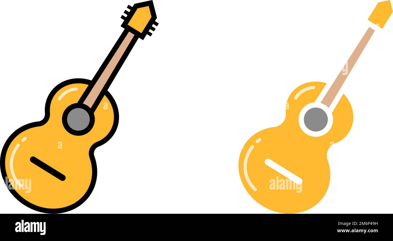 Set di icone per chitarra. Strumento musicale. Vettore modificabile. Illustrazione Vettoriale