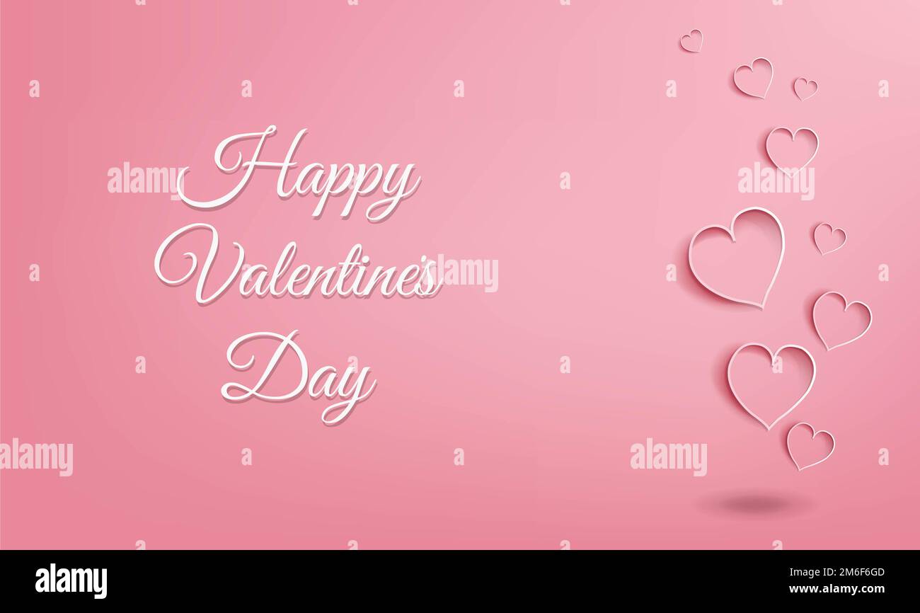 Banner di San Valentino con cuori di carta Foto Stock