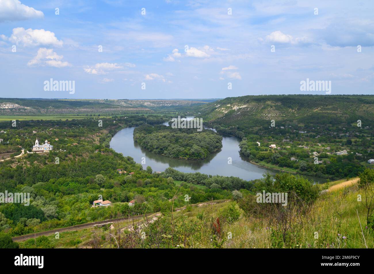 Vista degli uccelli al villaggio di Naslavcha, Moldavia Foto Stock