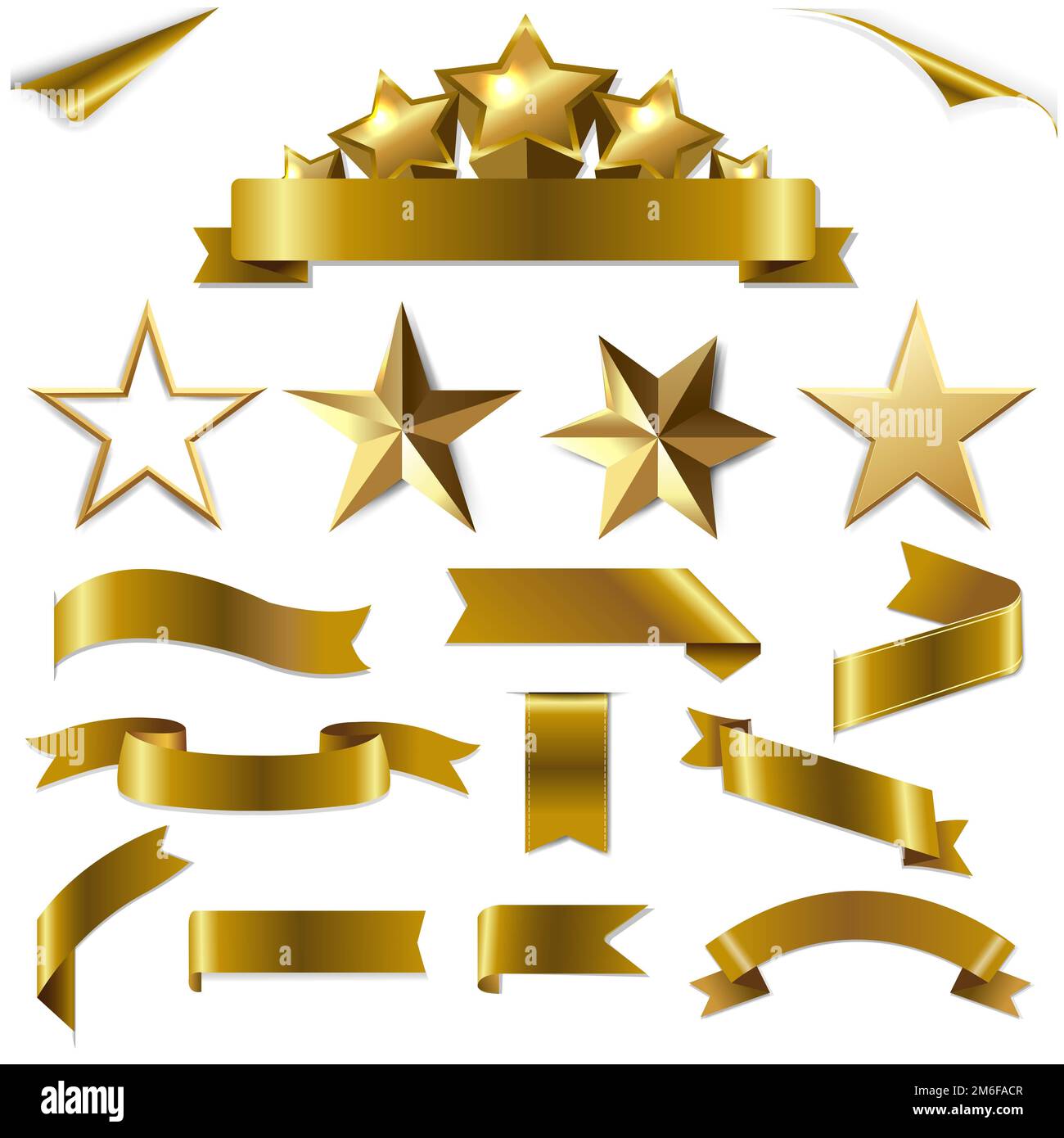 Set nastri oro e set stelle Foto Stock