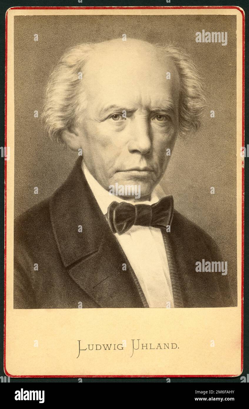 Europa, Deutschland, Baden-Württemberg, Tübingen, Ludwig Uhland, deutscher Dichter, Motiv herausgegeben vom Verlag E. H. Schroeder , Hermann Kaiser, Berlino, 1870er/80er Jahre ? / Europa, Germania, Baden-Württemberg, Tübingen, Ludwig Uhland, Poeta tedesco, motivo pubblicato da E. H. Schroeder, Hermann Kaiser, Berlino, 1870er / 80er Jahre ? Foto Stock