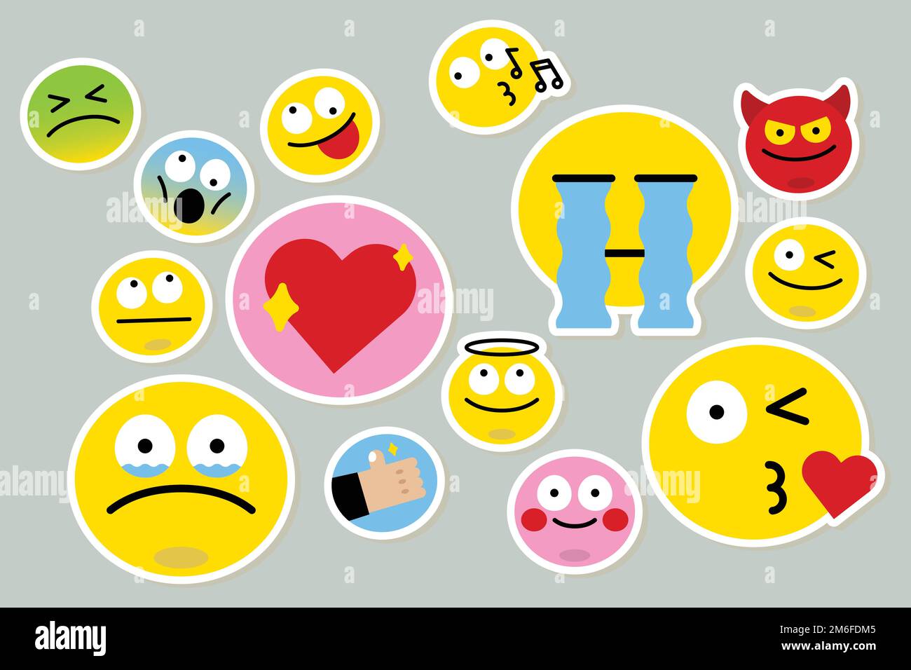 Vettore di raccolta delle espressioni facciali emoticon Illustrazione Vettoriale