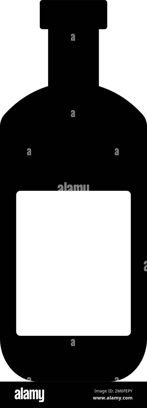 Icona della silhouette della bottiglia di birra. Bottiglia di bevanda alcolica. Vettore modificabile. Illustrazione Vettoriale