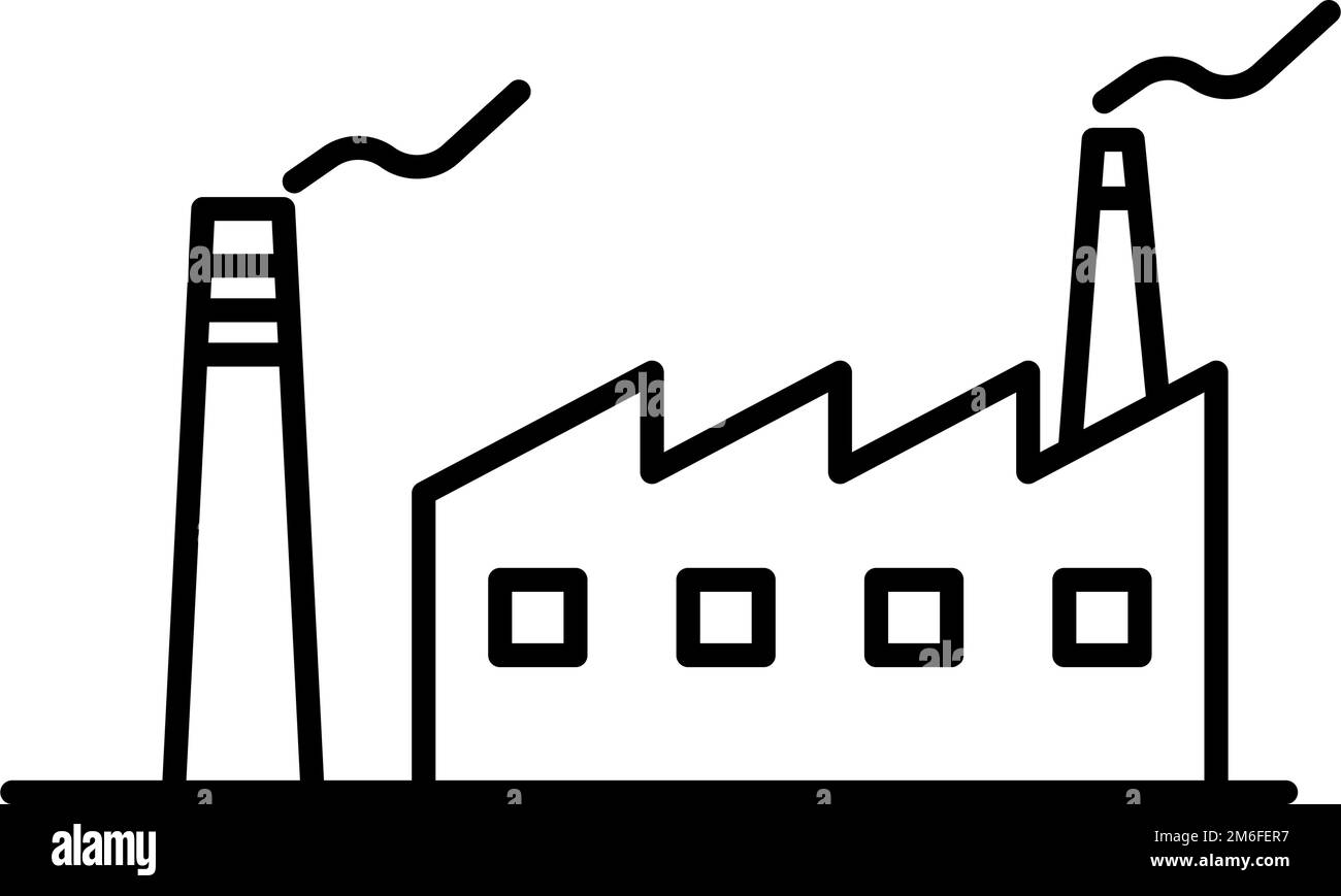 Semplice camino e icona di fabbrica. Produzione. Vettore modificabile. Illustrazione Vettoriale