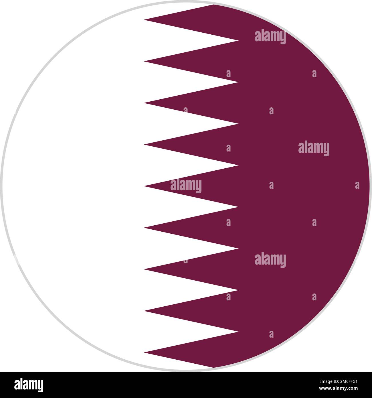 Icona della bandiera del Qatar rotondo. Vettore modificabile. Illustrazione Vettoriale