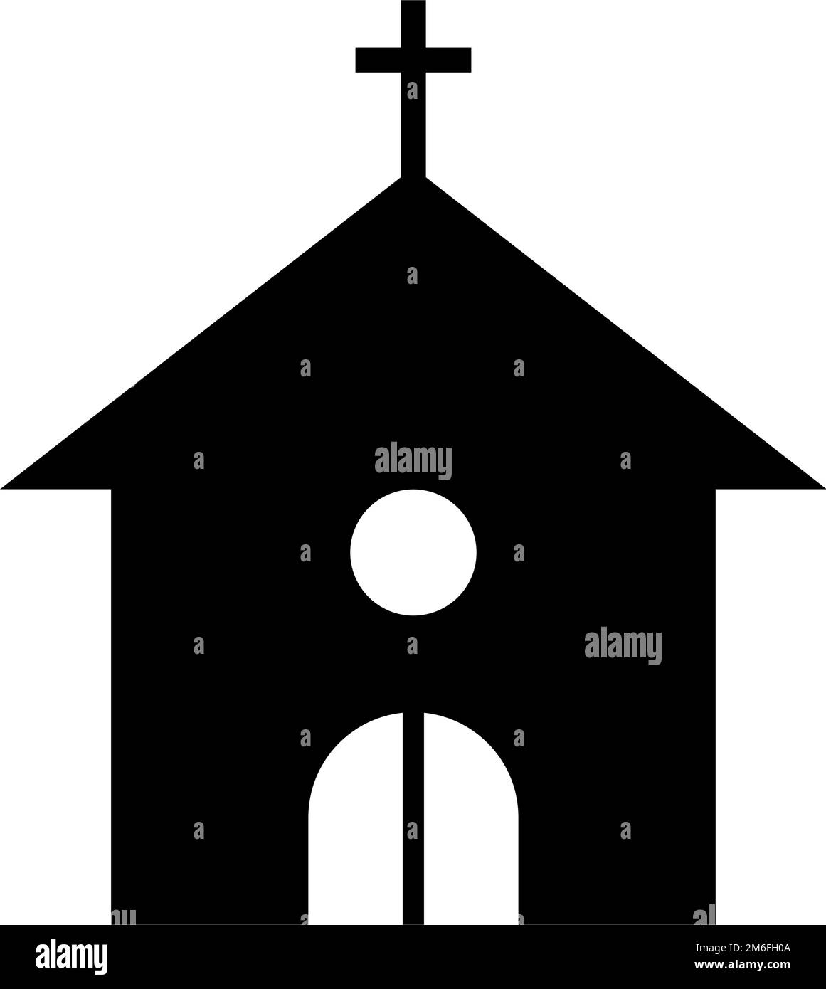 Icona della silhouette della Chiesa di Cristo con croce. Vettore modificabile. Illustrazione Vettoriale