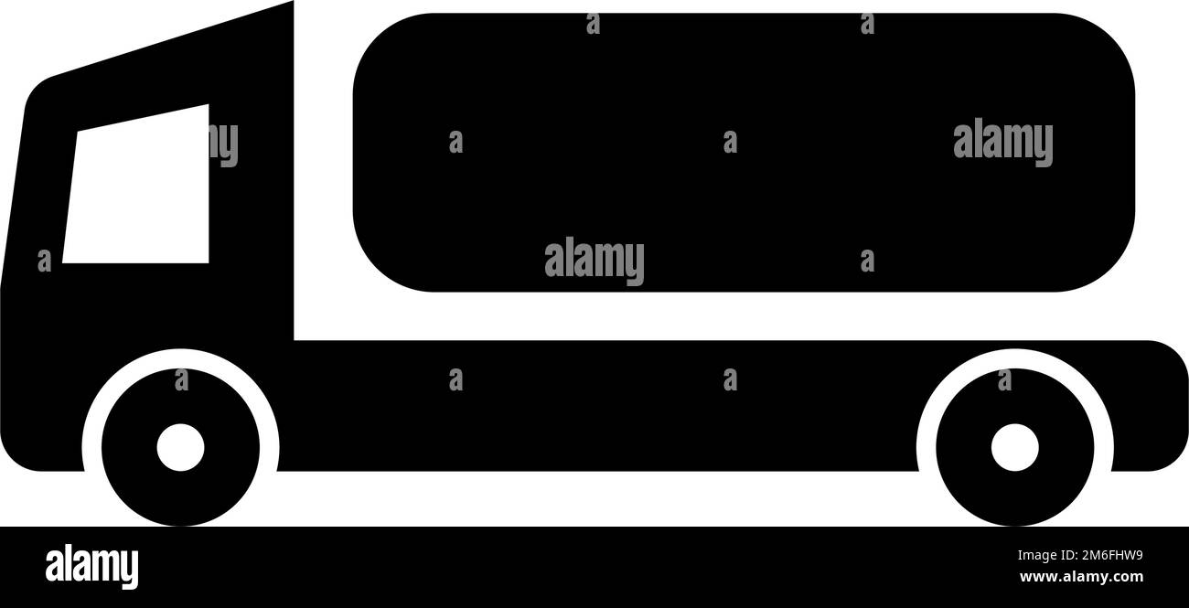 Icona carro armato. Camion cisterna. Un veicolo utilizzato per il trasporto di petrolio o gas. Vettore modificabile. Illustrazione Vettoriale