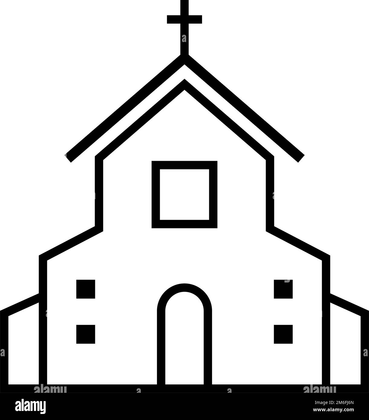 Una semplice chiesa cristiana. Cappella. Vettore modificabile. Illustrazione Vettoriale