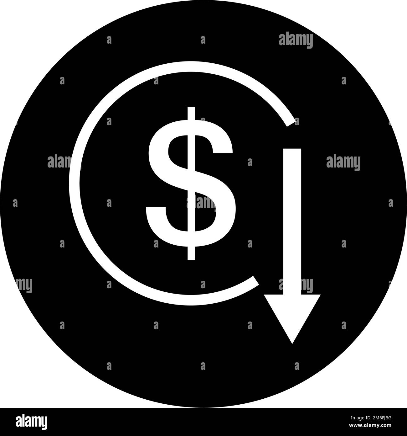 Icona di riduzione del dollaro circolare. Vettore modificabile. Illustrazione Vettoriale