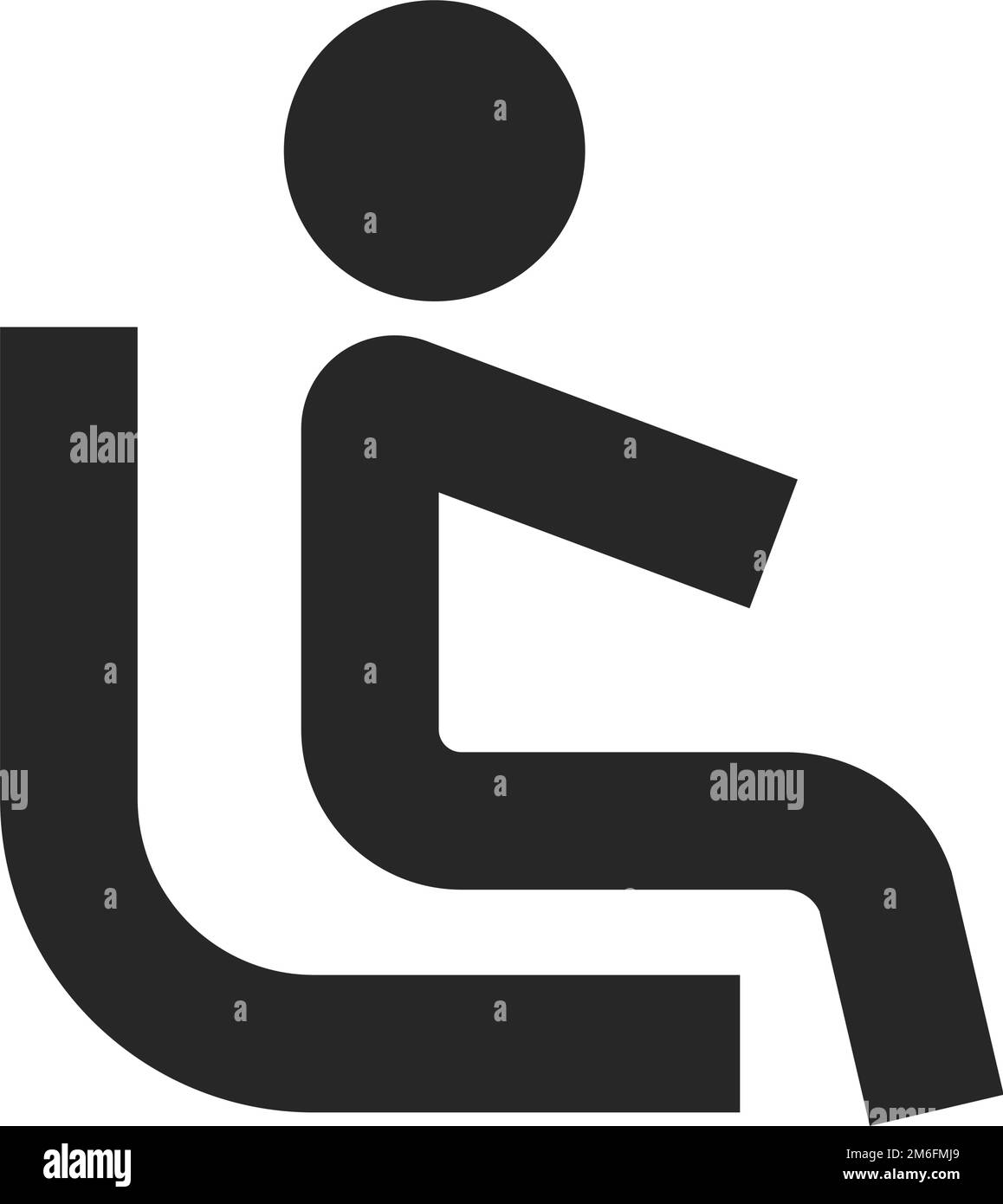 Pittogramma di una persona seduta su un sedile. Sedile passeggero. Vettore modificabile. Illustrazione Vettoriale