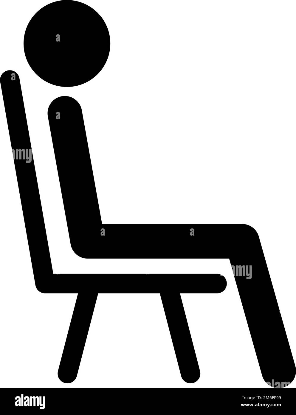 Icona della sagoma della persona seduta su una sedia. Vettore modificabile. Illustrazione Vettoriale