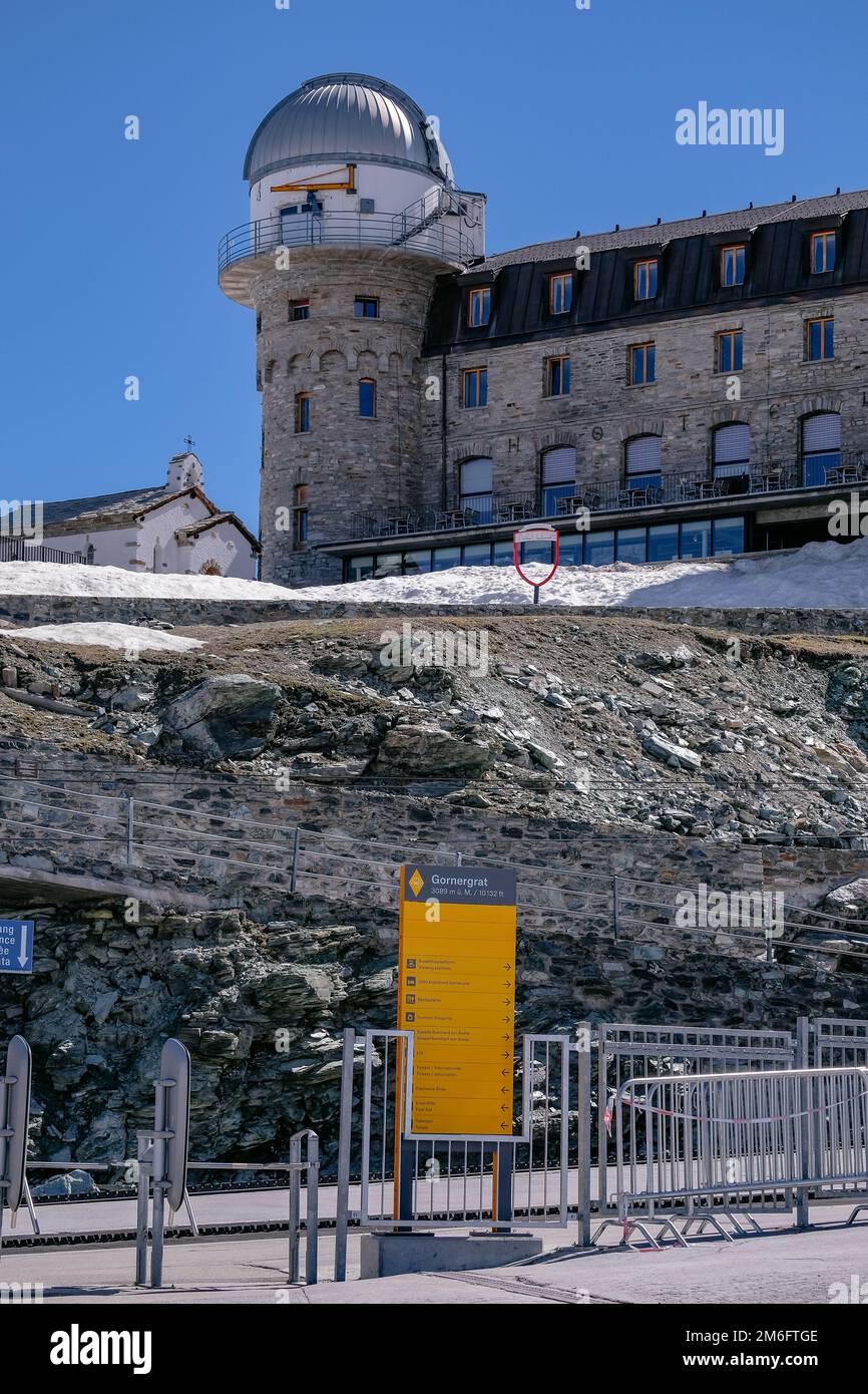 Torre Osservatorio Gornergrat - Zermatt, Vallese, Svizzera - Alpi svizzere Foto Stock