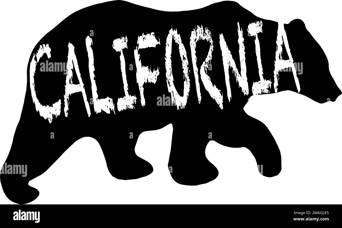 Silhouette di un profilo orso con la parola California su di esso Illustrazione Vettoriale