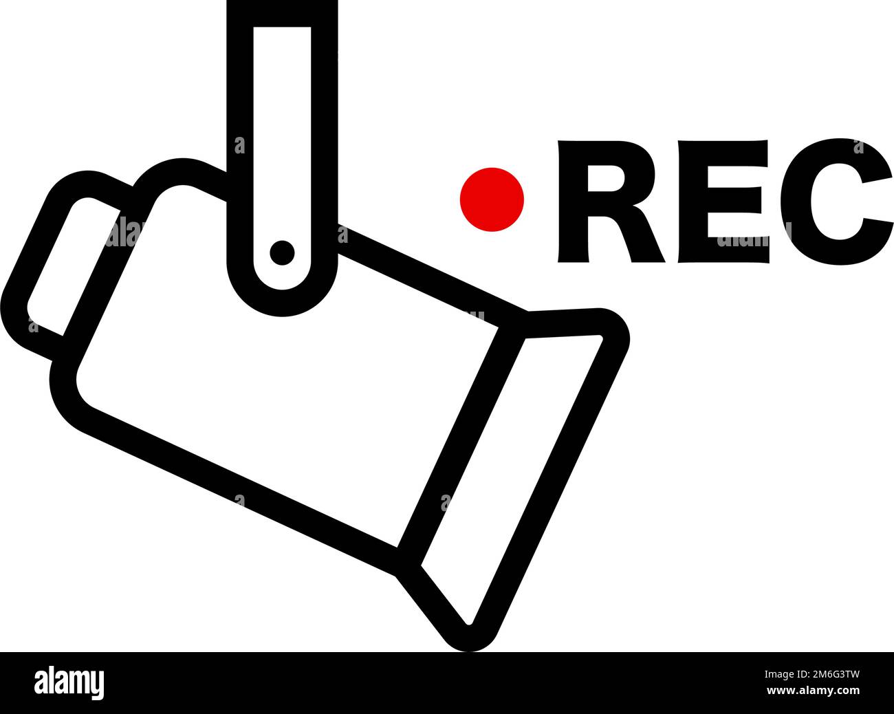 Telecamera di sorveglianza e icona REC. Icona della telecamera di registrazione. Vettore modificabile. Illustrazione Vettoriale