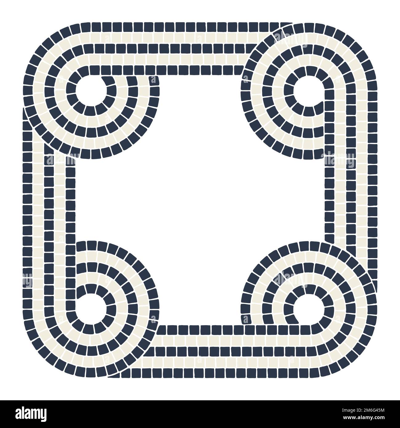 Antico elemento decorativo a mosaico intrecciato. Ornamento decorativo in pietra antica. Illustrazione Vettoriale