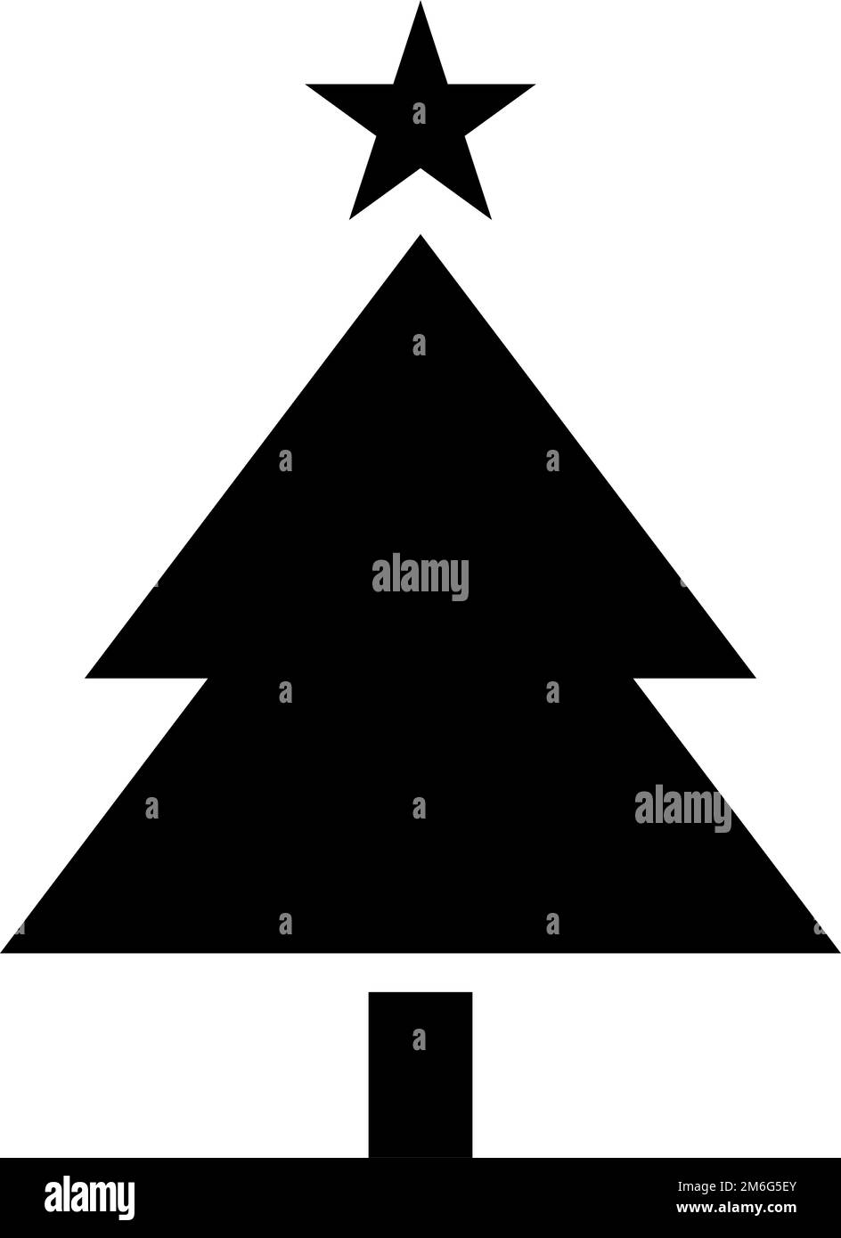Icona della silhouette dell'albero di Natale con decorazione a stella. Simbolo di Natale. Vettore modificabile. Illustrazione Vettoriale