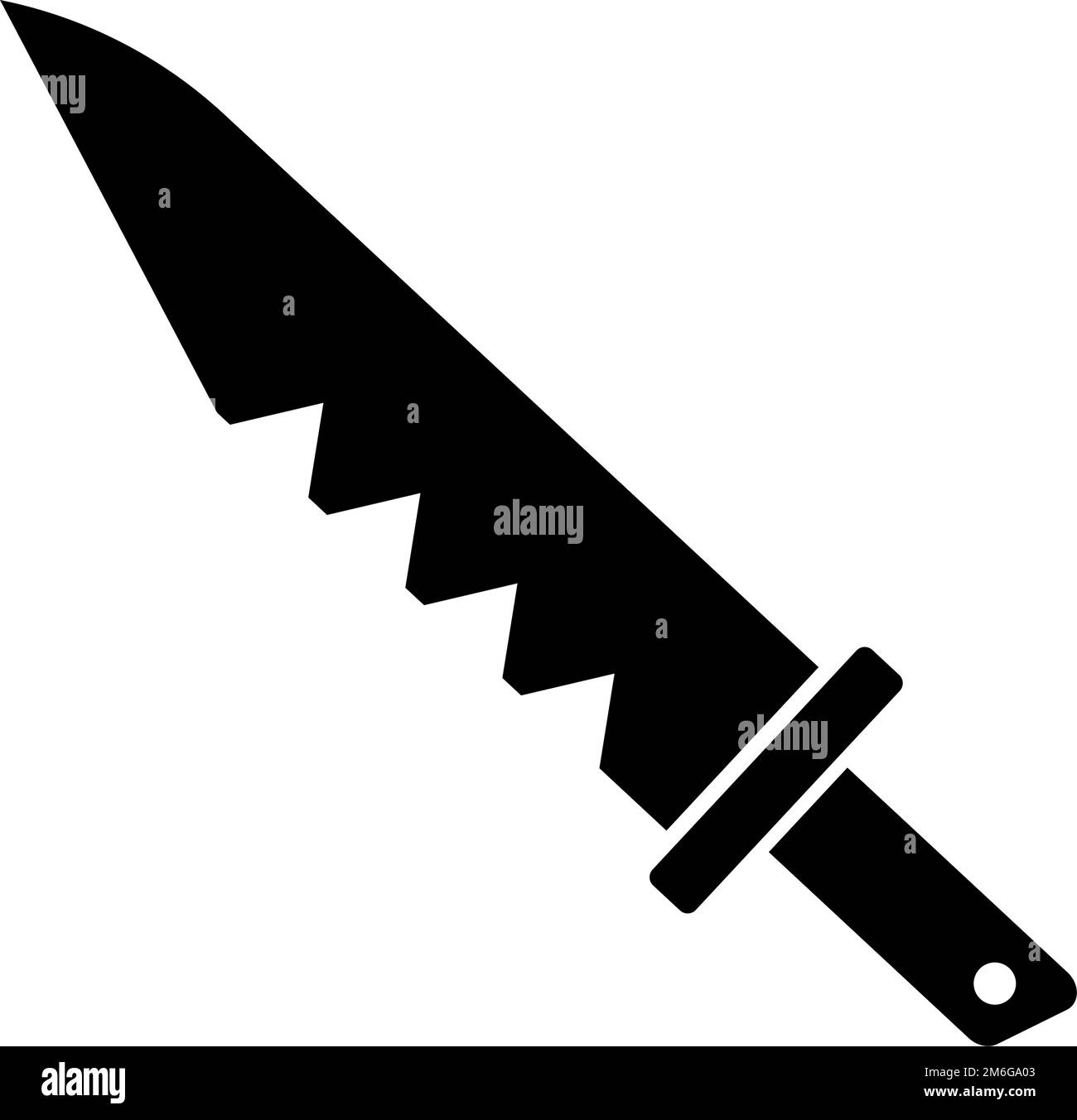 Icona della silhouette del coltello da caccia. Coltello dentato. Vettore modificabile. Illustrazione Vettoriale