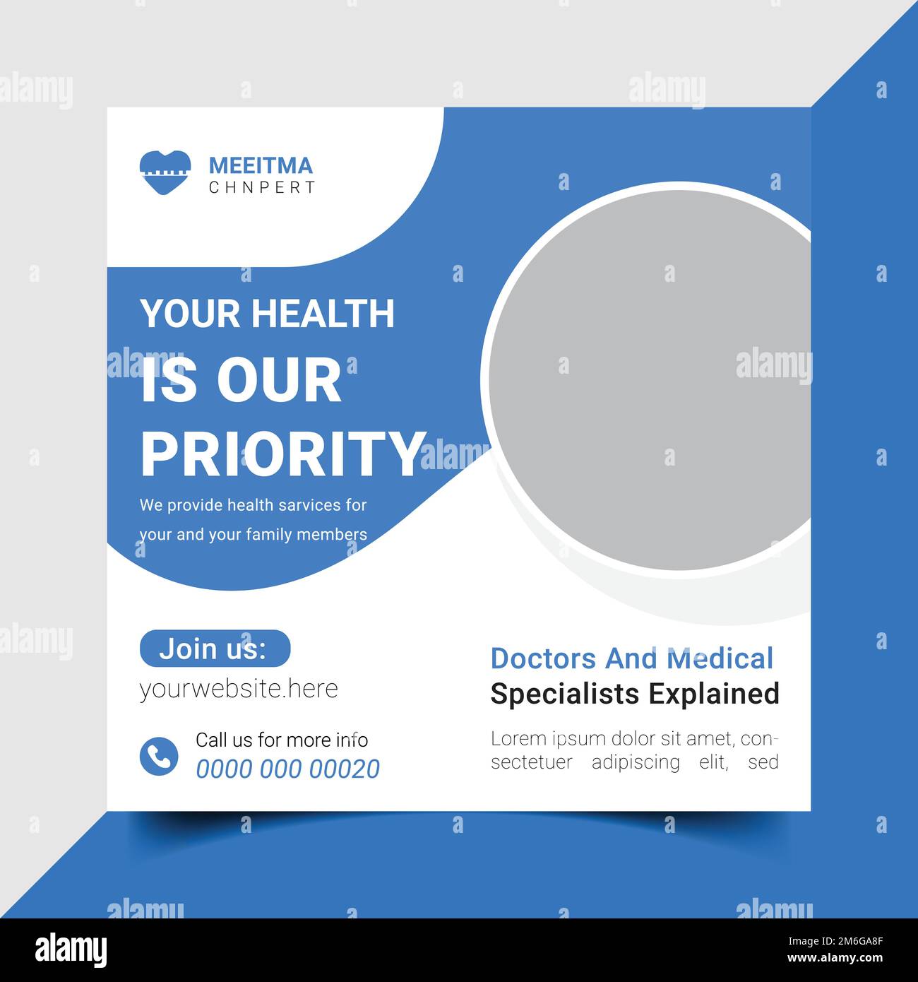Medical Health Care social media modello post. Illustrazione Vettoriale