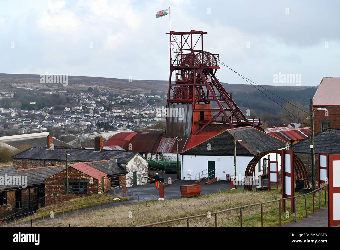 Big Pit Blaenavon a Torfaen, Galles, Regno Unito Big Pit National Coal Museum (in gallese: Pwll Mawr Amgueddfa Lofaol Cymru) è un museo del patrimonio industriale di Bla Foto Stock