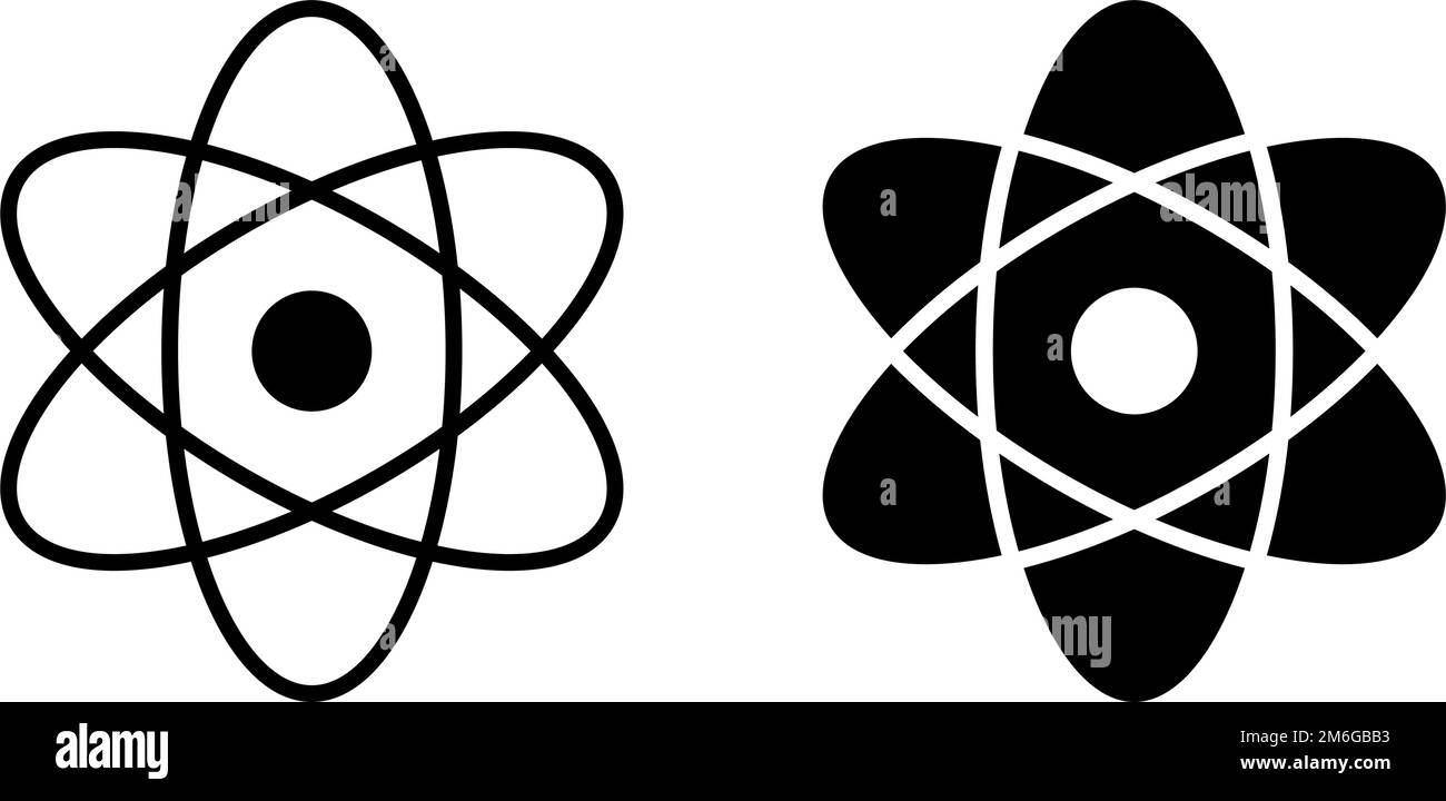 Set icone silhouette atomica. Elementi elementari. Vettore modificabile. Illustrazione Vettoriale