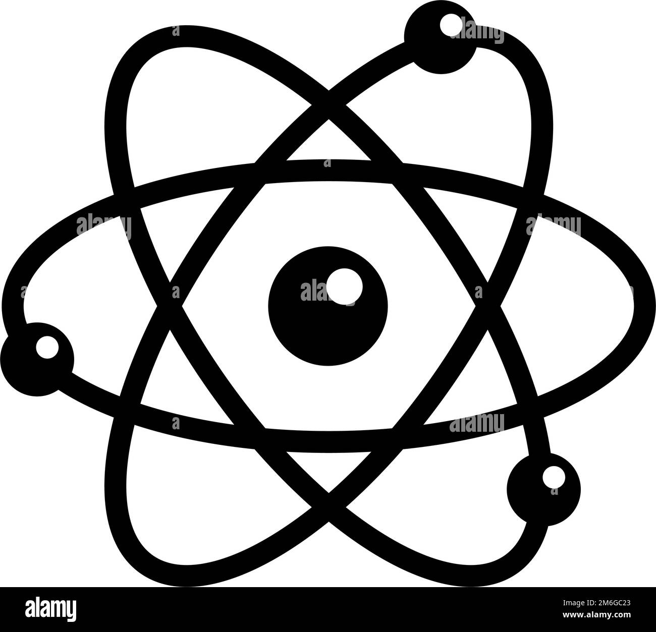 Icona di silhouette Atom ed elettronica. Vettore modificabile. Illustrazione Vettoriale