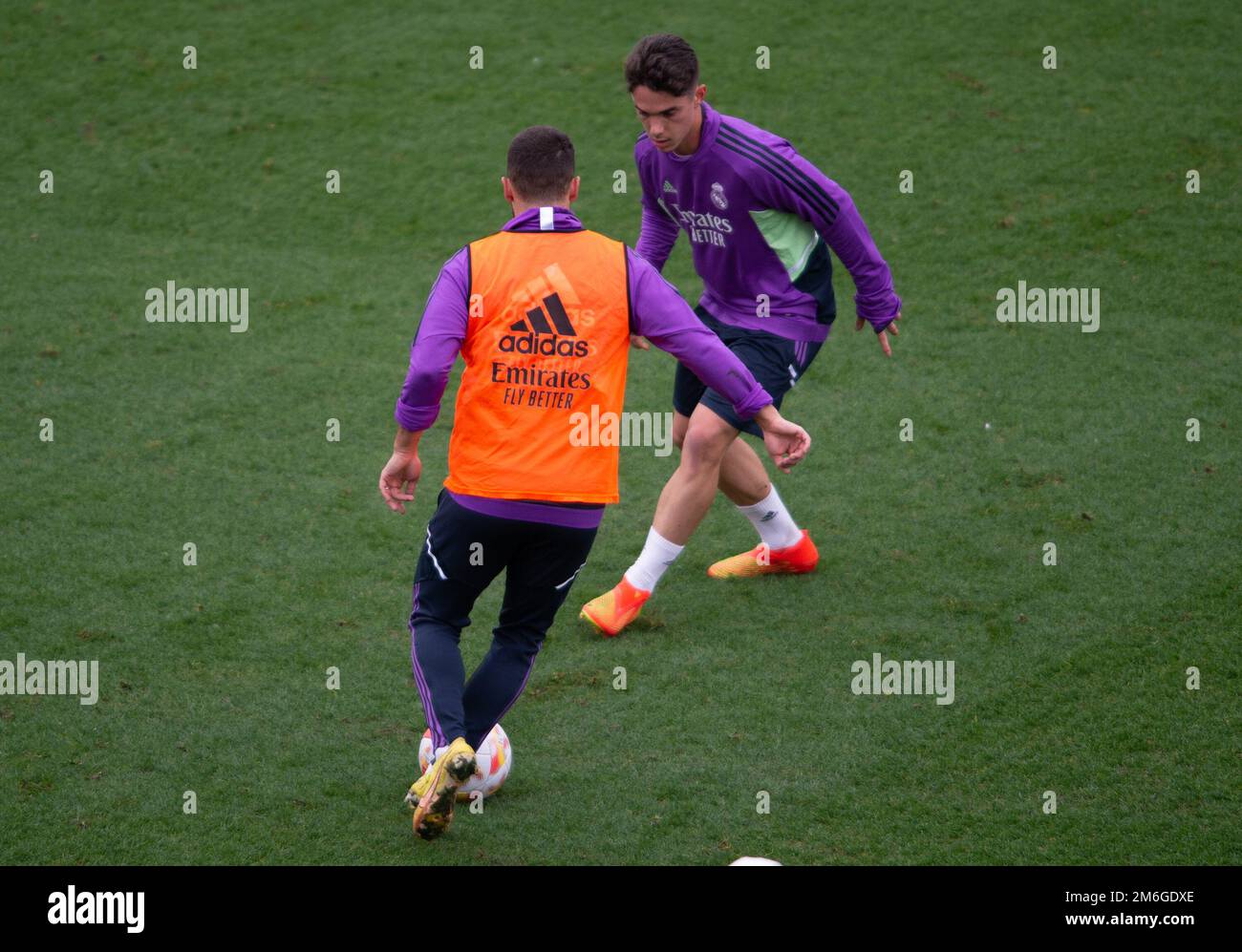 2nd gennaio 2023: Stadio Alfredo di Stefano, Madrid, Real Madrid CF training; Hazard e Arribas Foto Stock