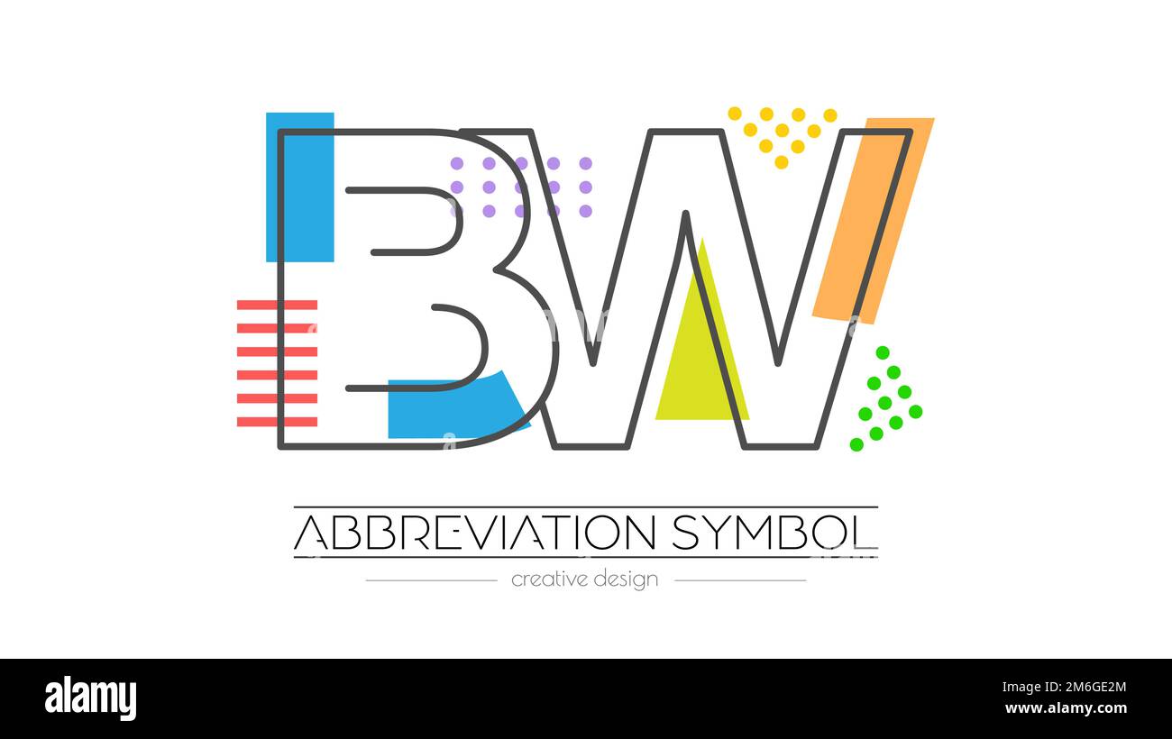 Lettere B e W. fusione di due lettere. Iniziali logo o simbolo di abbreviazione. Illustrazione vettoriale per il design creativo e le idee creative. Stile piatto. Illustrazione Vettoriale