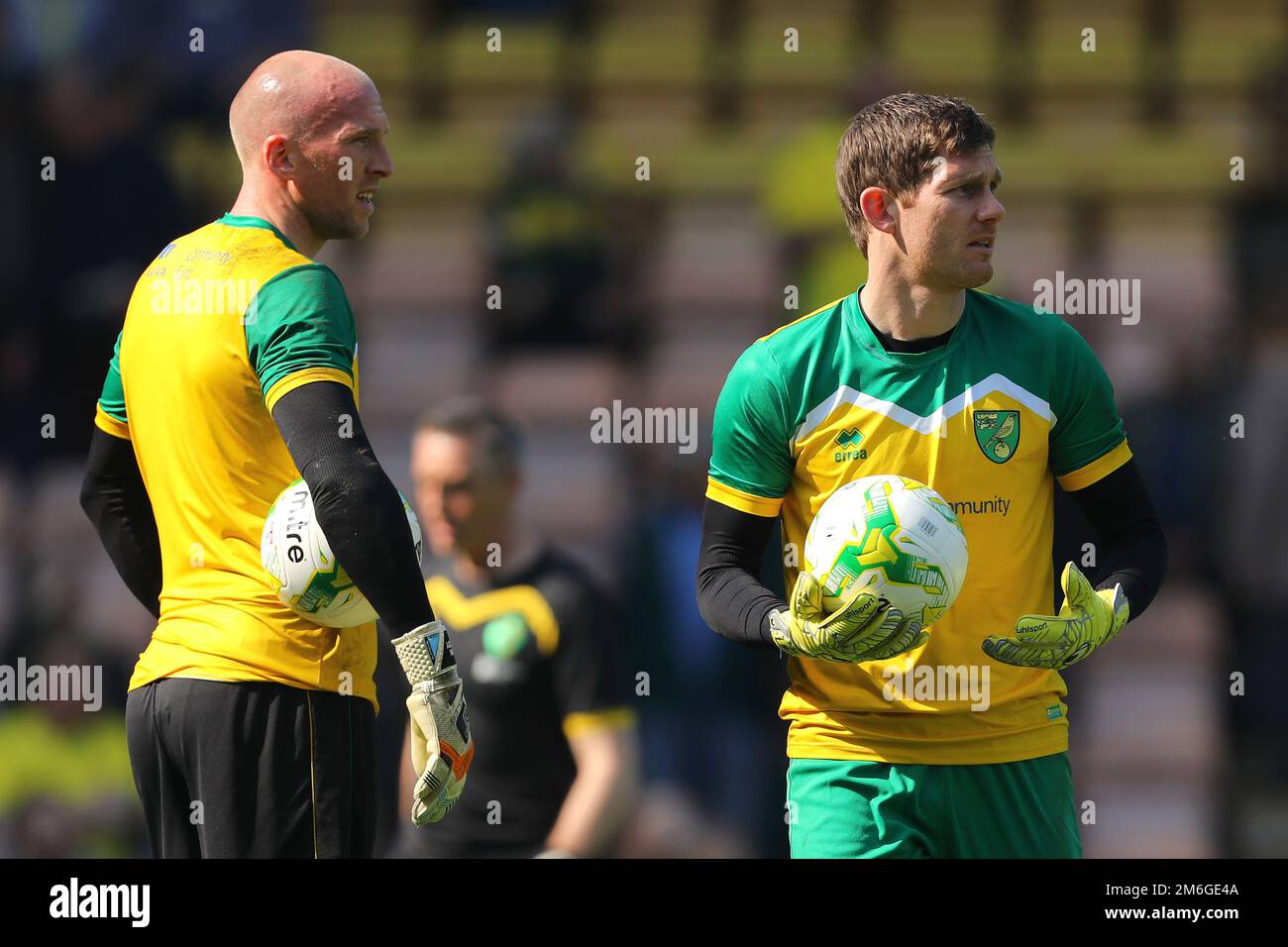 Norwich City Goalkeepers, John Ruddy (a sinistra) e Michael McGovern (a destra) - Norwich City / Reading, Sky Bet Championship, Carrow Road, Norwich - 8th aprile 2017. Foto Stock