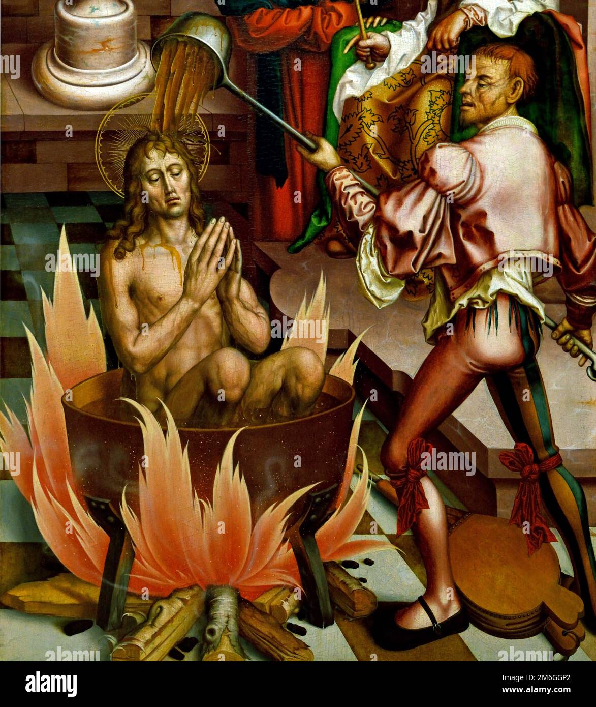 Evangelista in olio bollente. - HL. Johannes im Ölkessel di Hans Fries 1465 – 1523 è stato un pittore svizzero prima della riforma. Svizzera. Foto Stock