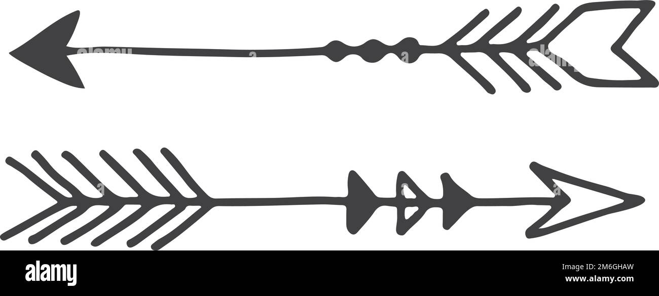 Boho frecce doodle. Divisore decorativo. Vinatge elemento tribale Illustrazione Vettoriale