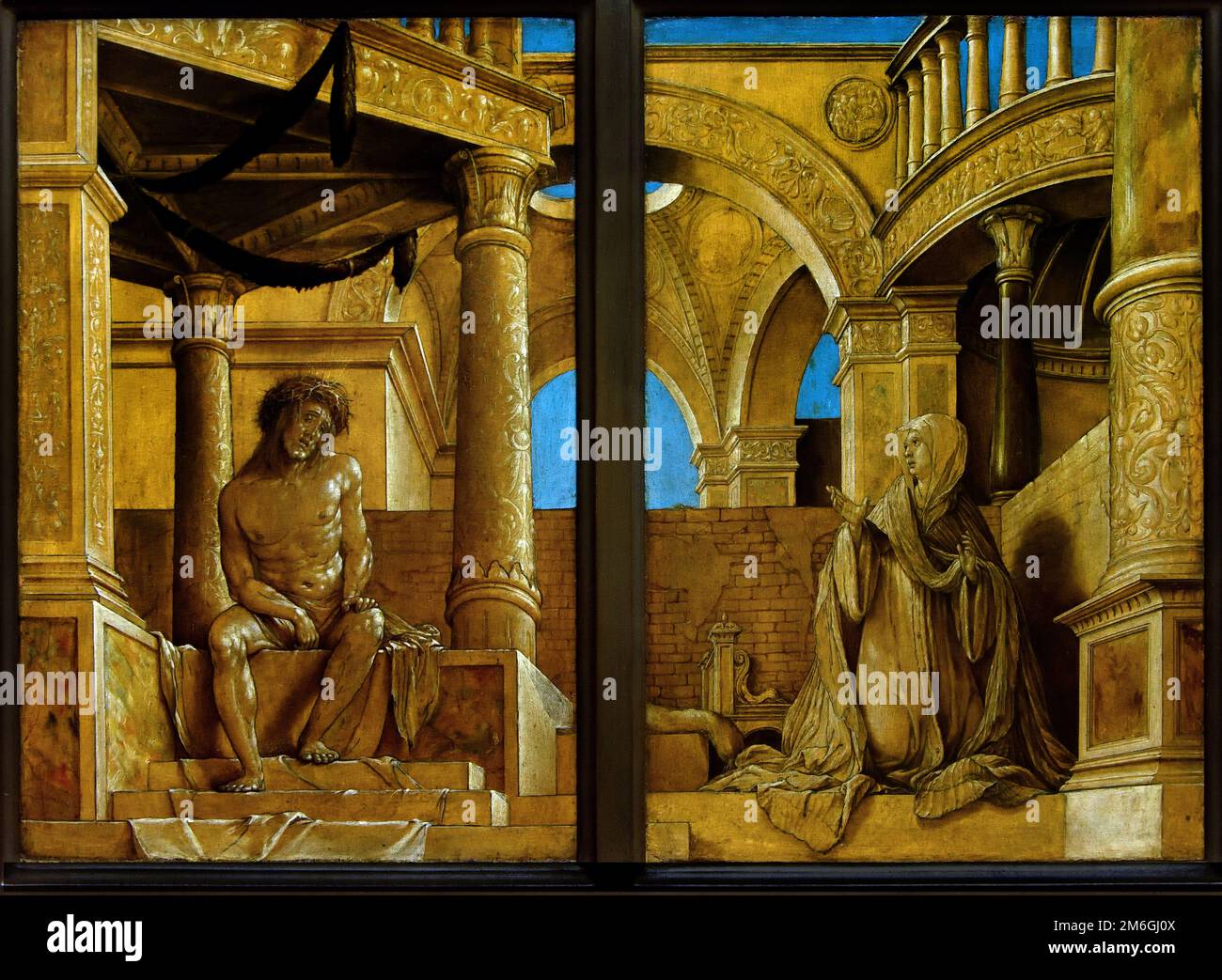 Il Cristo penitente e la Vergine Maria nel dolore 1518-20 di Hans Holbein (il giovane) 1497-1543, Germania tedesca Foto Stock