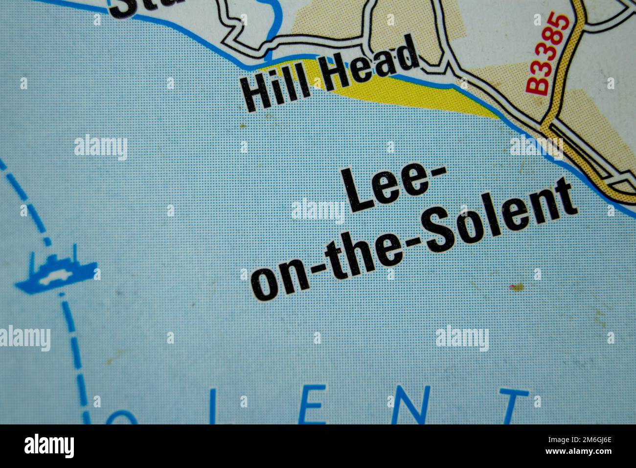Lee-on-the-Solent, Hampshire, Regno Unito nome della città della mappa dell'atlante Foto Stock