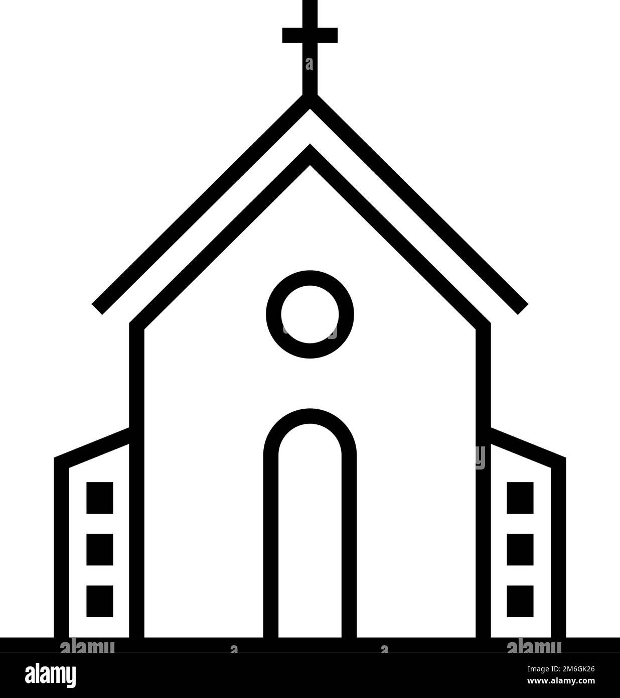 Icona della Cattedrale cristiana. Icona dell'istituzione religiosa. Vettore modificabile. Illustrazione Vettoriale