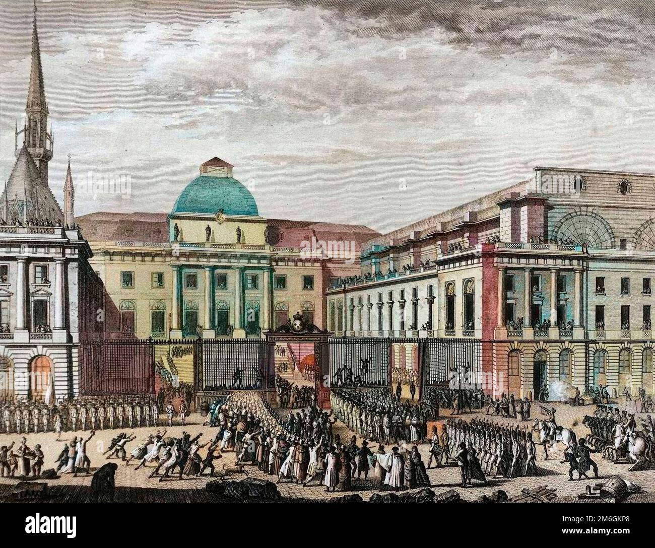 Rivoluzione francaise de 1789 - Rivoluzione francese: Mairie de Paris, parlement en novembre 1790 sur l'ile de la Cite preside par Jean Baptiste Gaspard Bochart de Saron (1730-1794). Foto Stock