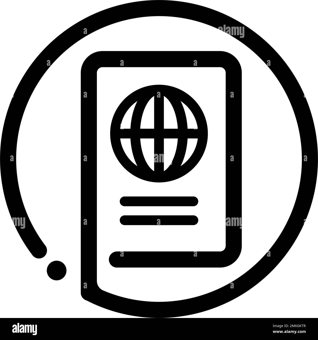 Icona del passaporto rotondo. A prova di viaggio internazionale. Vettore modificabile. Illustrazione Vettoriale