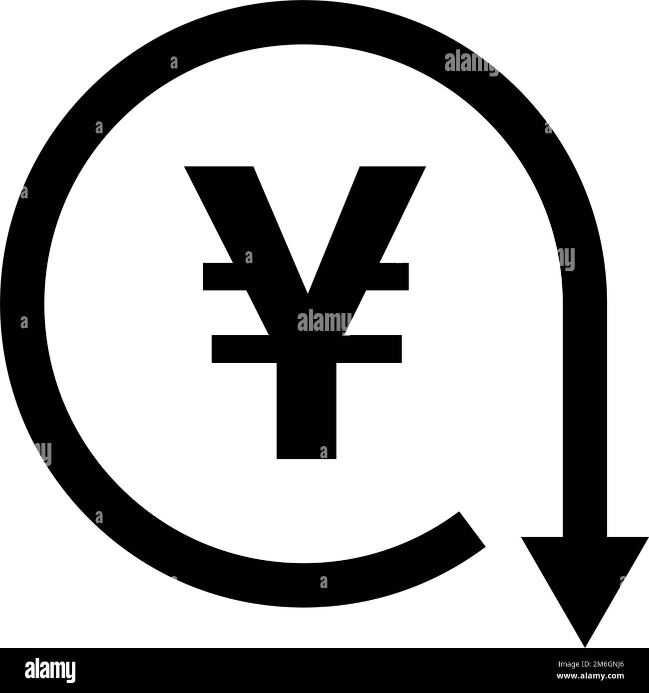 Diminuzione dei prezzi dello yen. Ammortamento dello yen. Diminuzione del valore dello yen giapponese. Vettori modificabili. Illustrazione Vettoriale