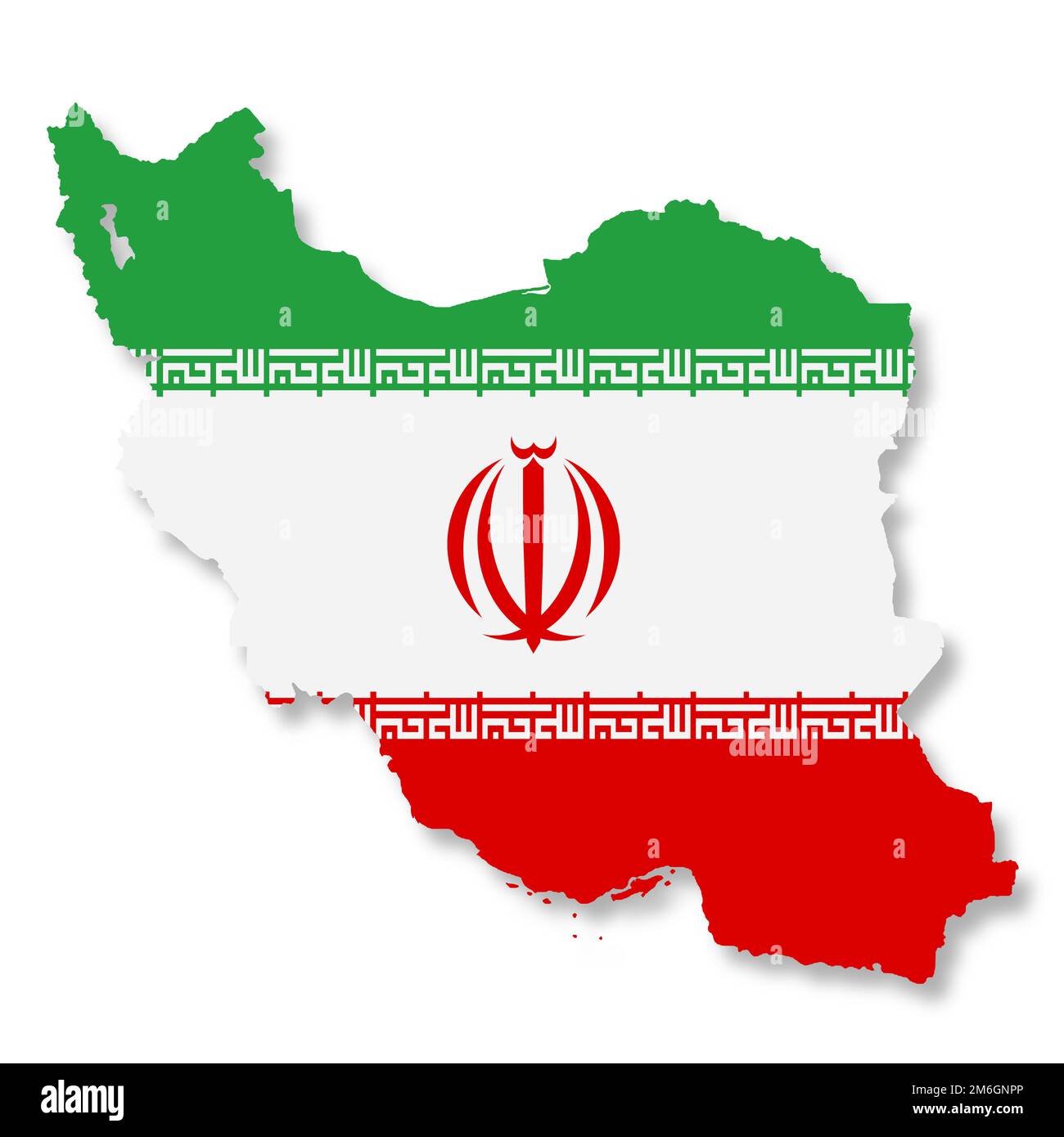 Mappa dell'Iran su sfondo bianco con tracciato di ritaglio per rimuovere l'immagine 3D dell'ombra Foto Stock